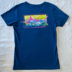 Guy Harvey Blue Marlin Shirt Short Sleeve size Small